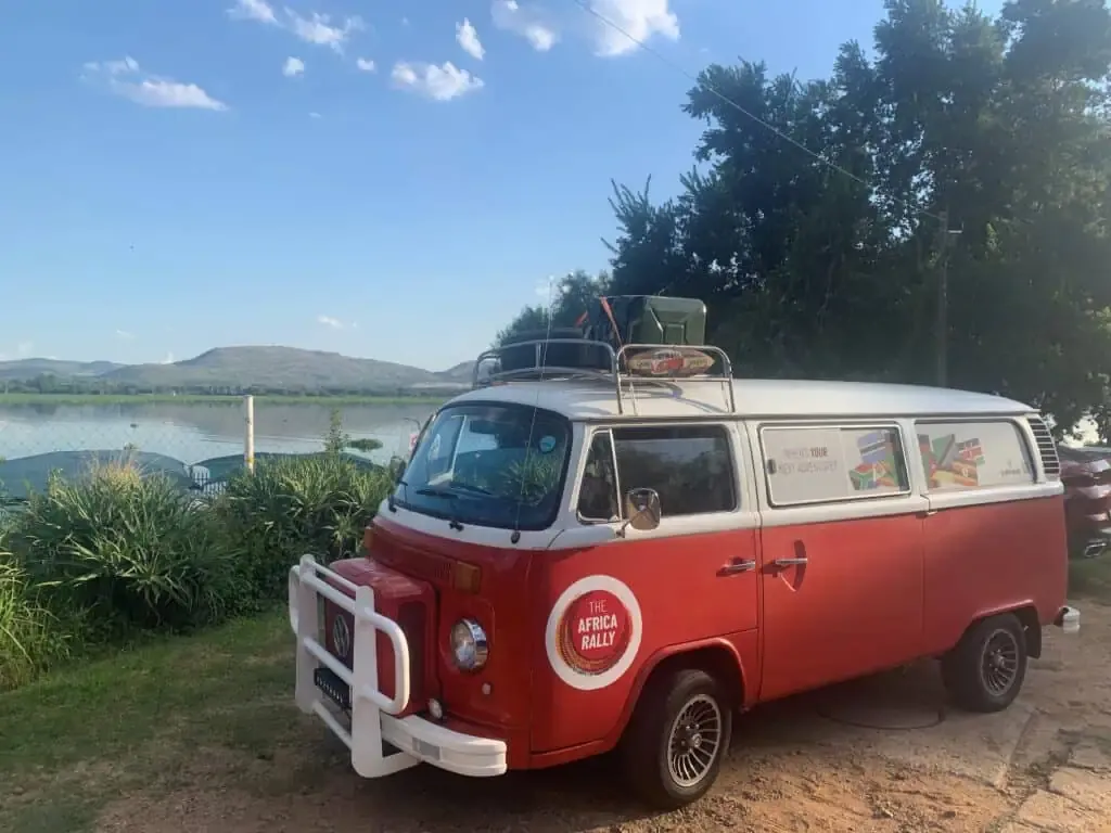 A fine example of a charity rally vehicle. The 1976 VW Kombi.
