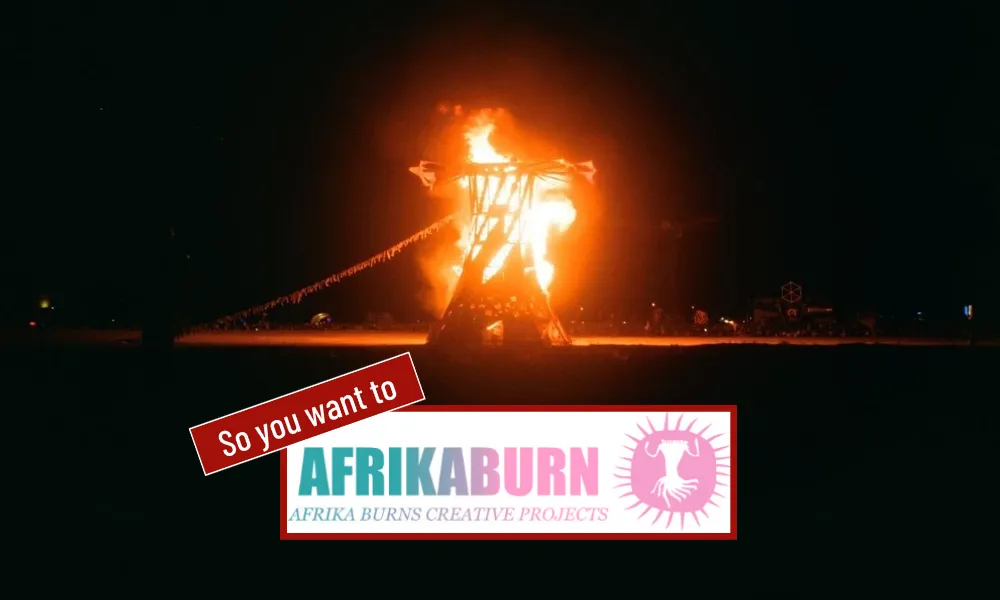 The ceremonial burning of one of the installations at AfrikaBurn.