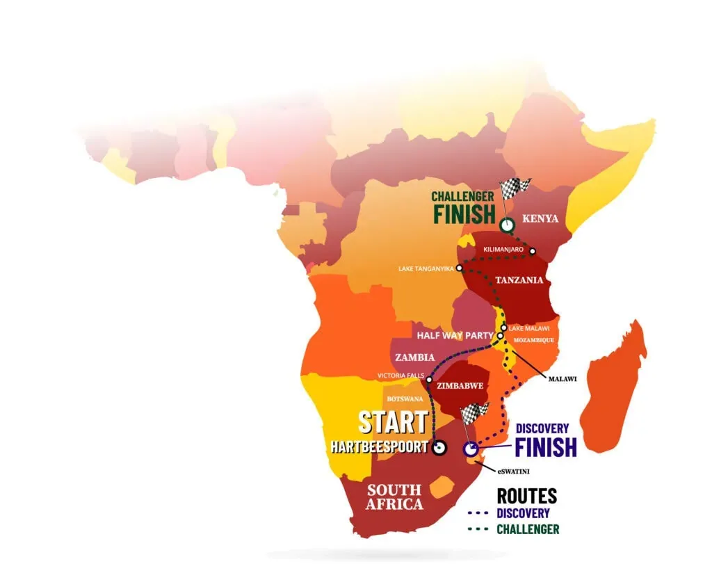 The 2025 Routes of The Africa Rally.