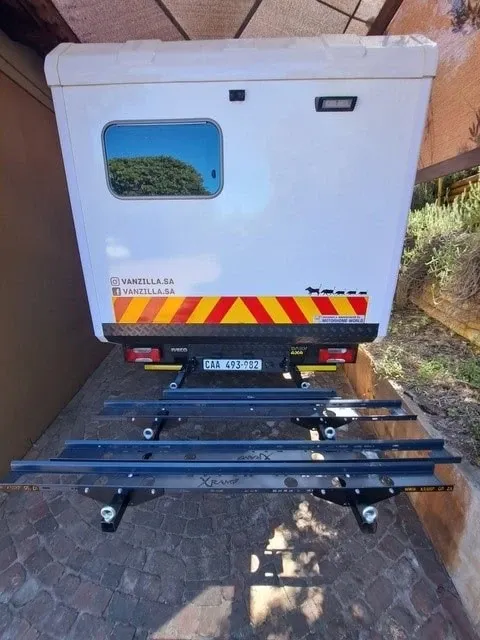 An example bike rack on the back of our motorbike.